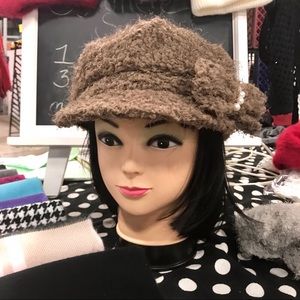 Cabbie Hat with Bow and Faux Pearls.